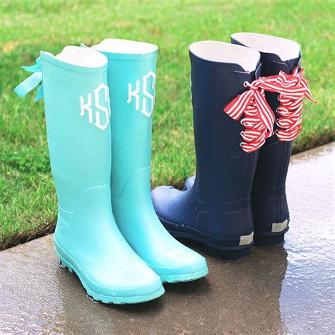 monogrammed rain boots.